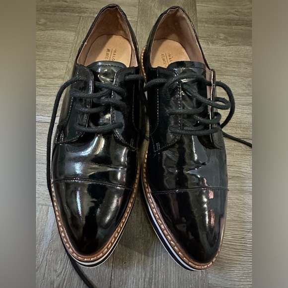 Halogen x Atlantic Pacific Black Patent Platform Oxford 7.5 pre-owned - Picture 4 of 14